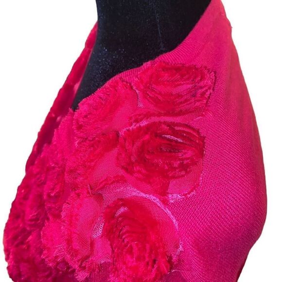 Marisa‎ Christina Pink Cardigan Sweater with Rolled Flower Accent in Size L - Picture 7 of 14